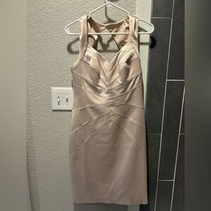 Champagne colored dress 
Rose gold zipper
